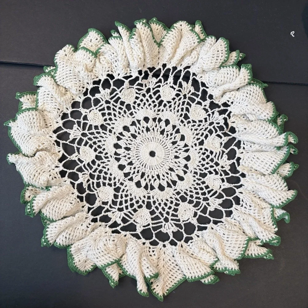 Vintage (6) Handmade Crochet Embroidered Doilies Floral Colorful Round Dresser